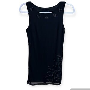 Byer Too! Vintage Y2K Black Floral Shimmer Slip Dress